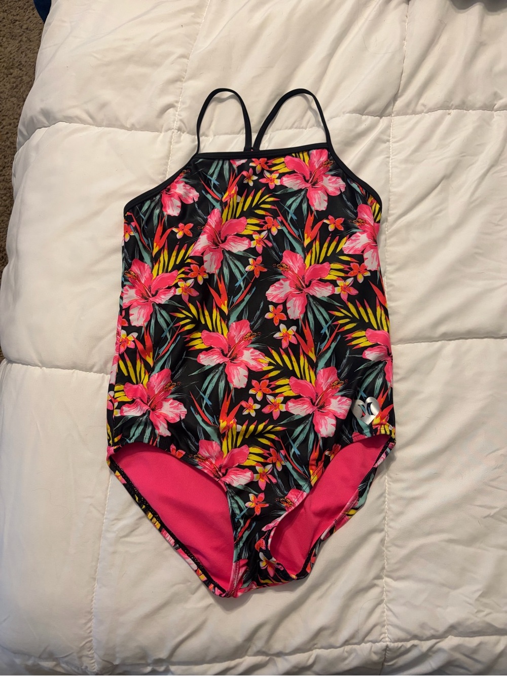 Girls' HURLEY Floral One-Piece Swimsuit - Pink Floral